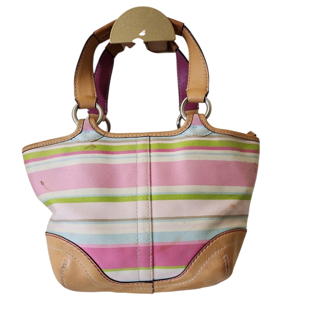 Coach Soho Twill Stripe multicolor fabric small shoulder bag - Picture 2 of 16
